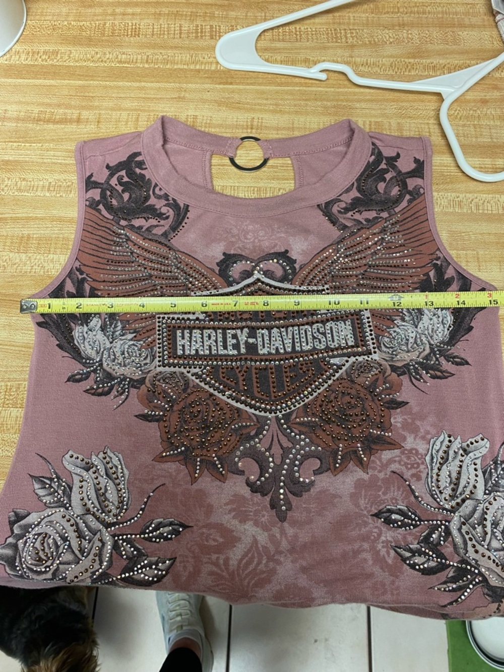 Harley-Davidson Rose Pink Studded Graphic Sleeveless Tank - Picture 8 of 10